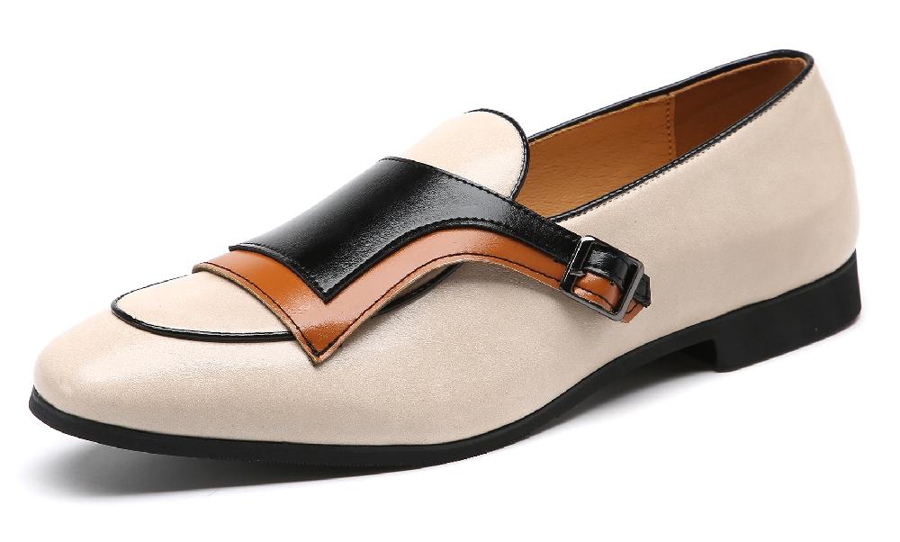 santimon Men's Casual Monk-Strap Loafers