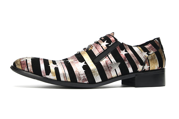 Santimon Men's Casual Star Stripes Loafers