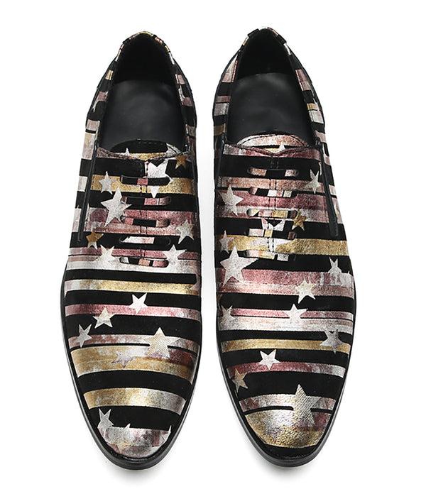 Santimon Men's Casual Star Stripes Loafers