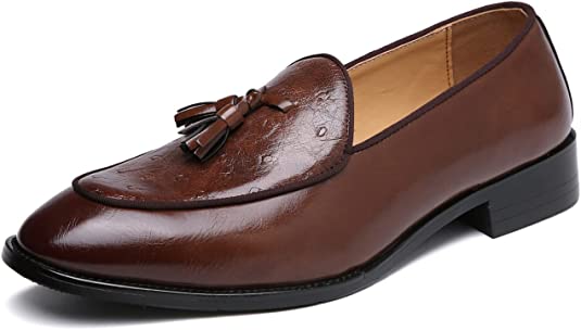 Santimon Men's Casual Tassel Loafers Black Brown