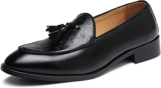 santimon Men's Casual Tassel Loafers Black Brown