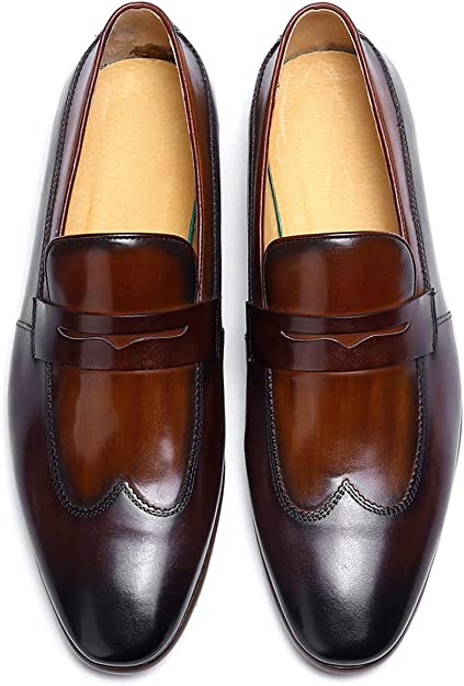 Santimon Men's Casual Wingtip Penny Loafers