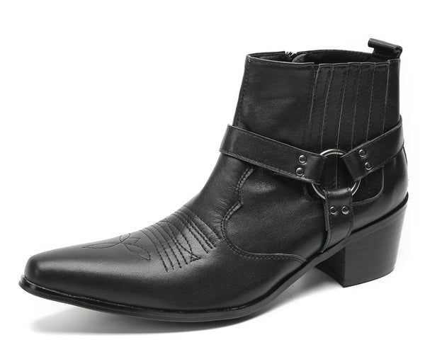 Santimon Men's Chain Strap Retro Western Boots
