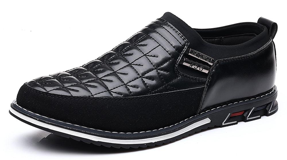 santimon Men's Checkered Stitching Driving Loafers