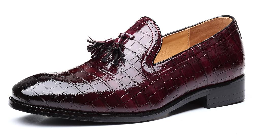 santimon Men's Checkered Tassel Smoking Loafers