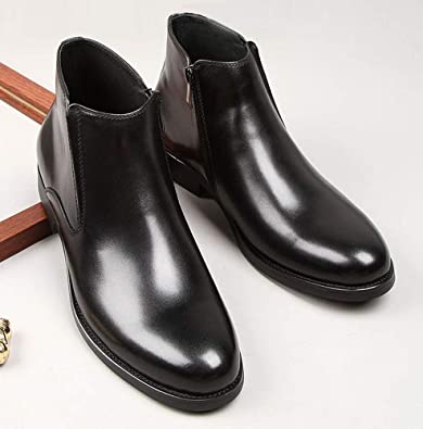 Santimon Men's Chelsea Ankle Boot Zipper Black Tan