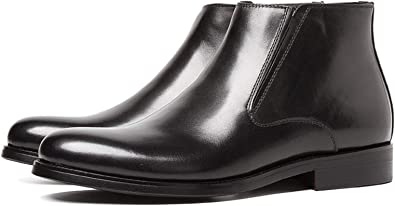 santimon Men's Chelsea Ankle Boot Zipper Black Tan