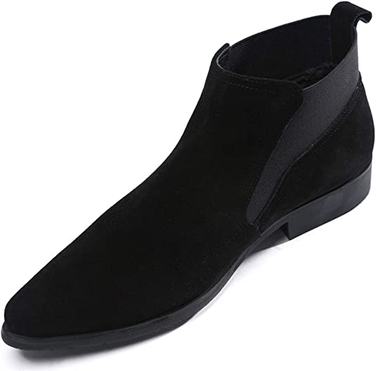 Santimon Men's Chelsea Boot Suede Black