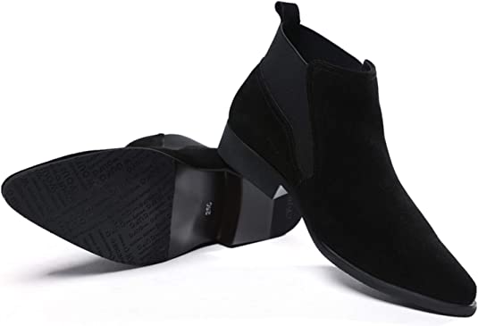 Santimon Men's Chelsea Boot Suede Black