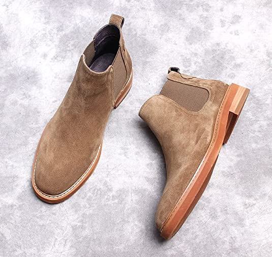 Santimon Men's Chelsea Boot Suede Leather