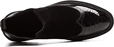 Santimon Men's Chelsea Boot Wingtip Black Red