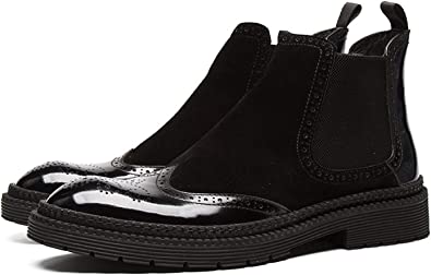 santimon Men's Chelsea Boot Wingtip Black Red