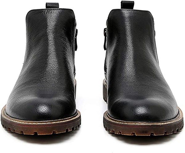 Santimon Men's Chelsea Boot Zipper Black Brown