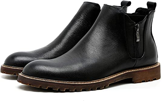 santimon Men's Chelsea Boot Zipper Black Brown