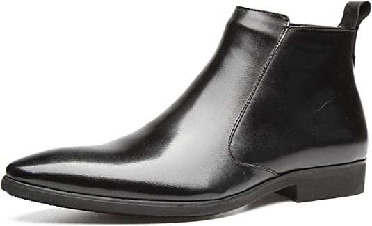 santimon Men's Chelsea Boot Zipper Black Burgundy