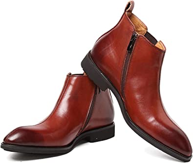 Santimon Men's Chelsea Boot Zipper In Black Tan