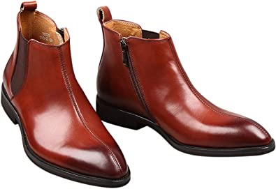 Santimon Men's Chelsea Boot Zipper In Black Tan