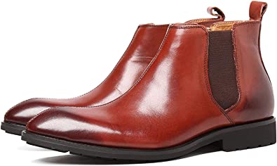santimon Men's Chelsea Boot Zipper in Black Tan