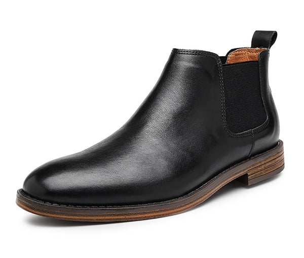 Santimon Men's Chelsea Boots Round-Toe Leather