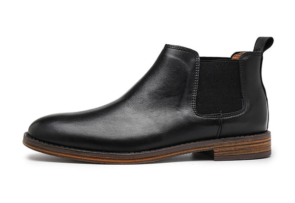 Santimon Men's Chelsea Boots Round-Toe Leather