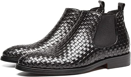santimon Men's Chelsea Boots Woven Black Brown
