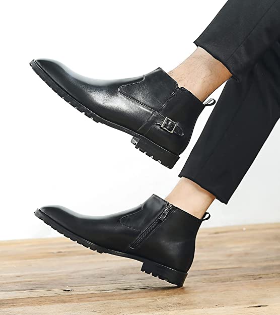 Santimon Men's Chelsea Boots Zipper Ankle