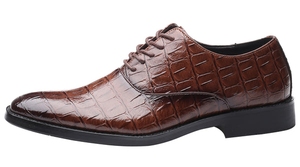 Santimon Men's Classic Alligator Shiny Oxfords