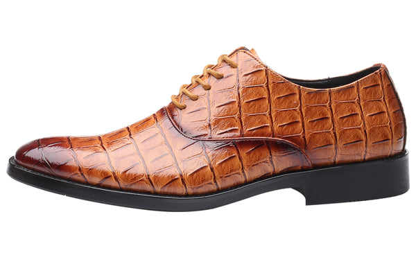 Santimon Men's Classic Alligator Shiny Oxfords