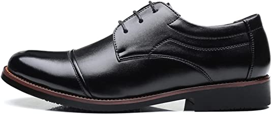 Santimon Men's Classic Cap Toe Derby Black