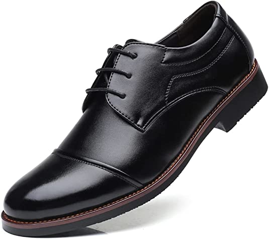 santimon Men's Classic Cap Toe Derby Black