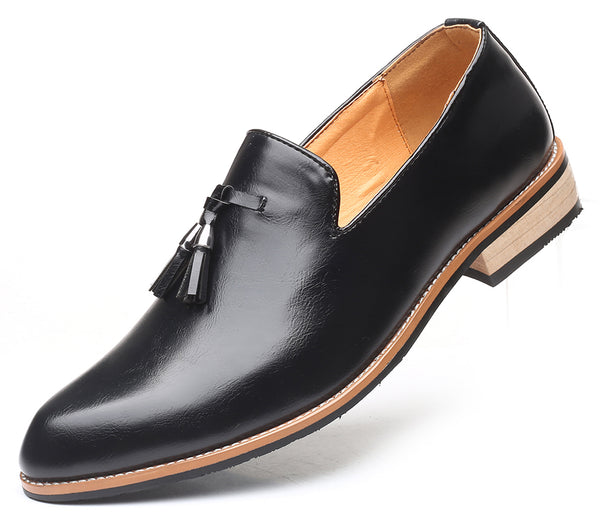Santimon Men's Classic Plain Tassel Loafers