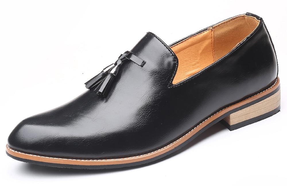 santimon Men's Classic Plain Tassel Loafers