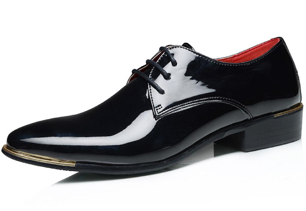 santimon Men's Classic Shiny Plain Derby