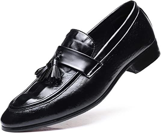 Santimon Men's Classic Tassel Loafers Black