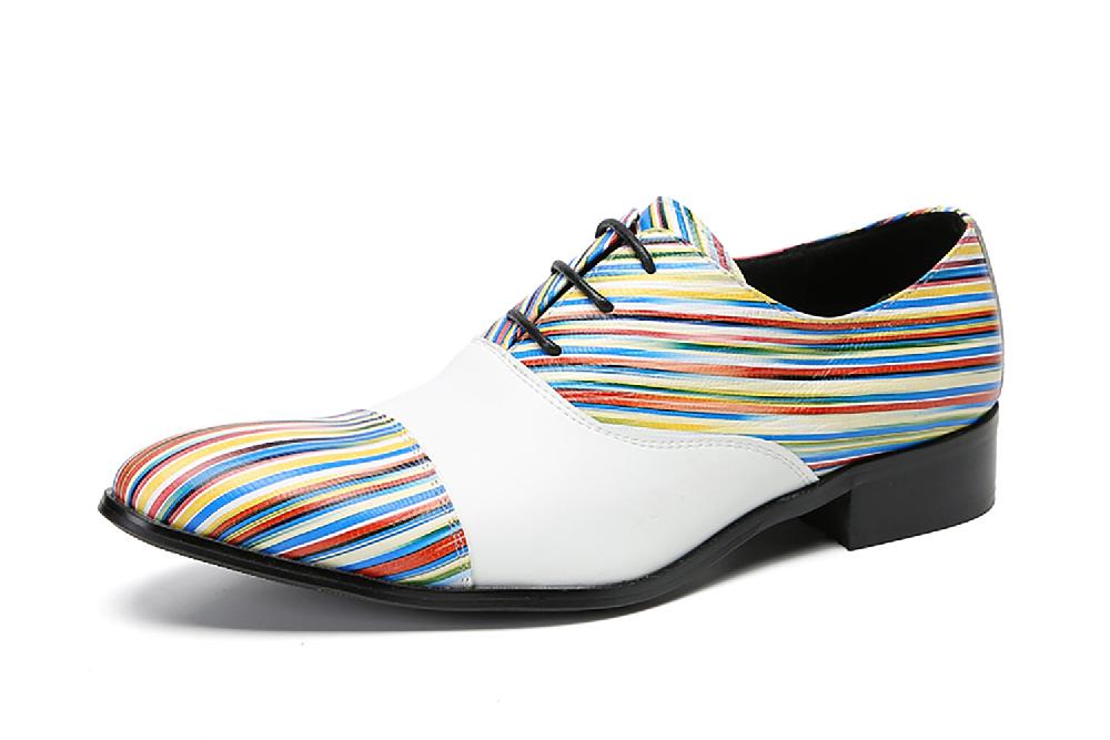 santimon Men's Color-White Dress Oxfords