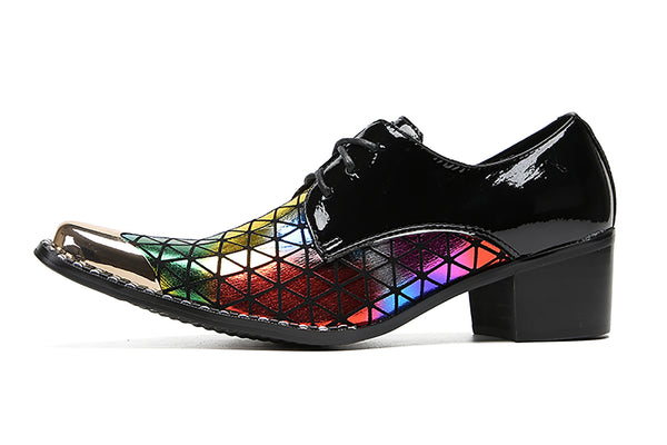 Santimon Men's Colorful Plaids Western Derby