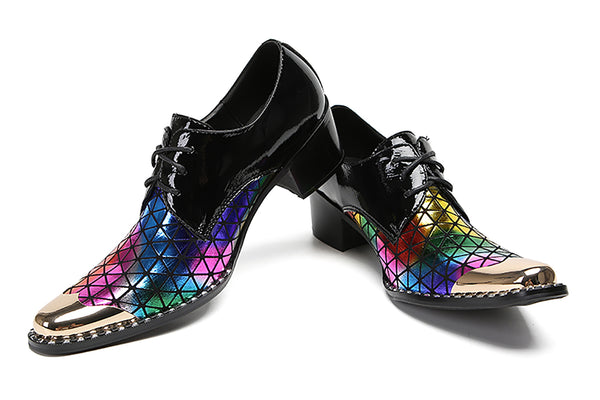 Santimon Men's Colorful Plaids Western Derby