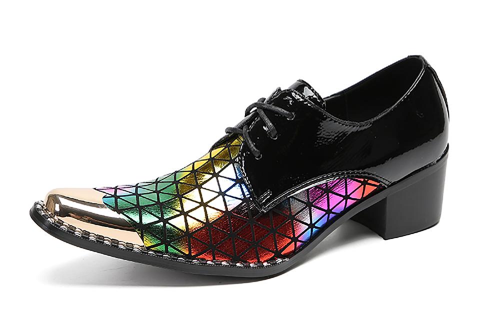 santimon Men's Colorful Plaids Western Derby