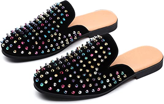 Santimon Men's Colorful Rivet Mules Backless