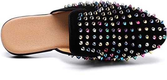 Santimon Men's Colorful Rivet Mules Backless