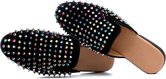 Santimon Men's Colorful Rivet Mules Backless