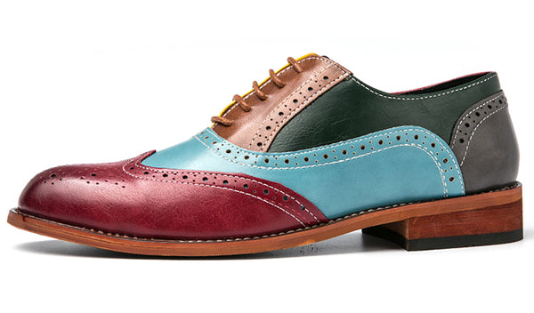 Santimon Men's Colorful Wingtig Brogue Oxfords