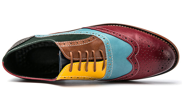 Santimon Men's Colorful Wingtig Brogue Oxfords