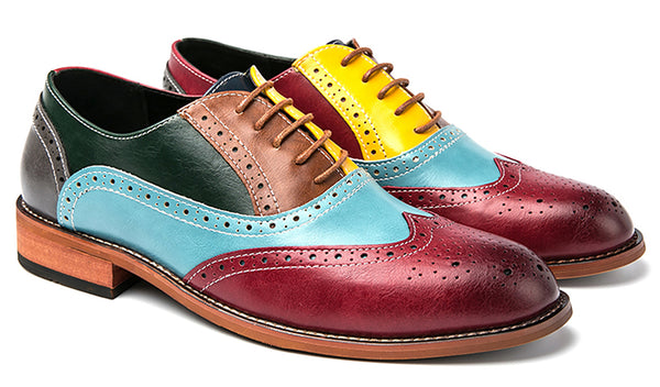 Santimon Men's Colorful Wingtig Brogue Oxfords