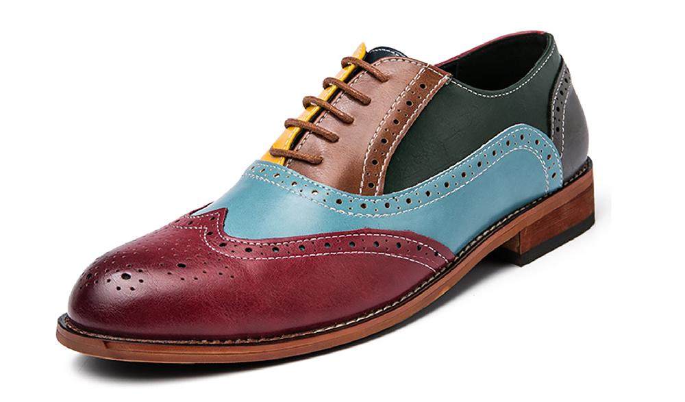 santimon Men's Colorful Wingtig Brogue Oxfords