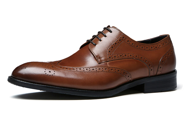 Santimon Men's Comfort Brogues Leather Derby