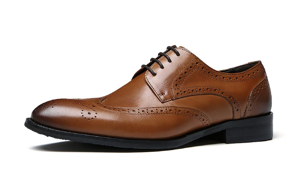santimon Men's Comfort Brogues Leather Derby