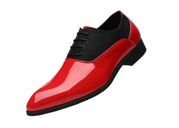 Santimon Men's Contrast Patent Leather Oxfords