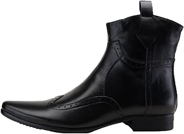Santimon Men's Cowboy Boots Wingtip Zipper