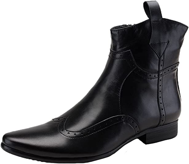 santimon Men's Cowboy Boots Wingtip Zipper